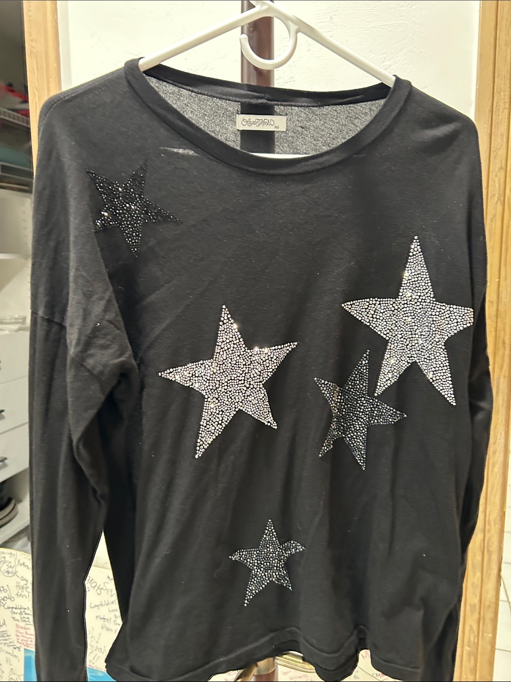 Womens Black Long-Sleeve Star Embellished Top. by Lauren Moshi!